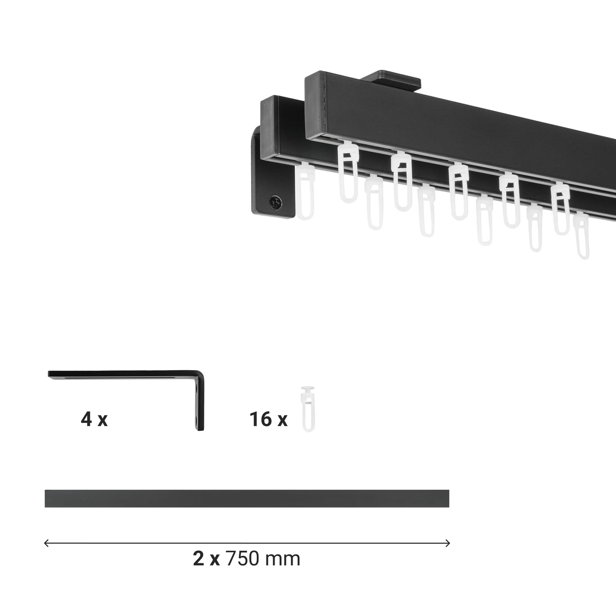 Vorhangschiene SQUARE Doppelläufig