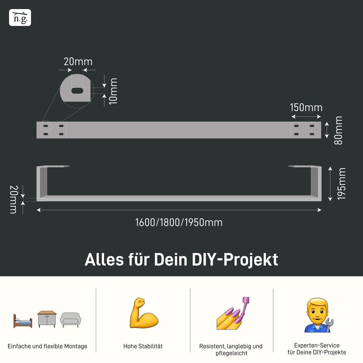 2er Set Bettkufen RECHTECK