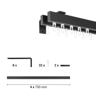 Vorhangschiene SQUARE Doppelläufig