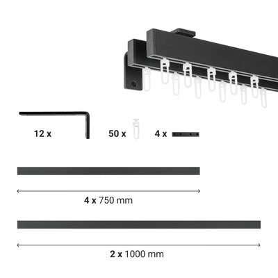 Vorhangschiene SQUARE Doppelläufig